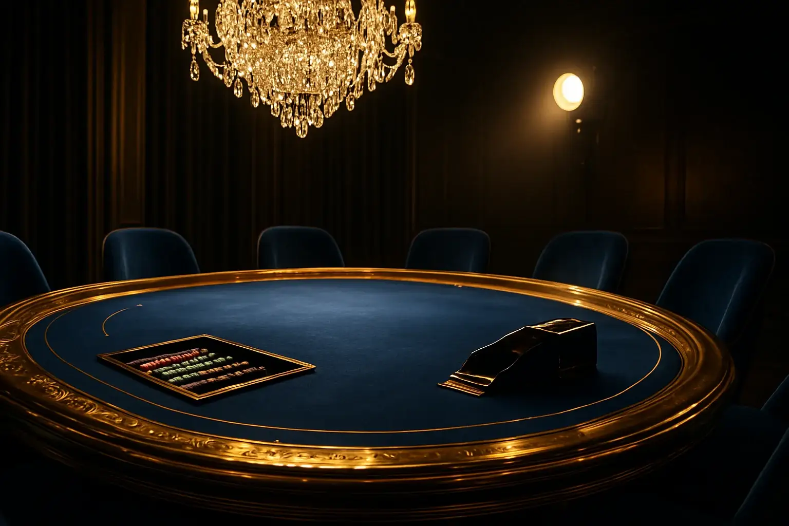Hyperrealistic wide shot of premium live baccarat studio in the Philippines